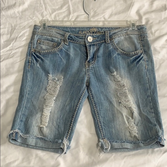 Denim Destroyed Bermuda Shorts main image 1